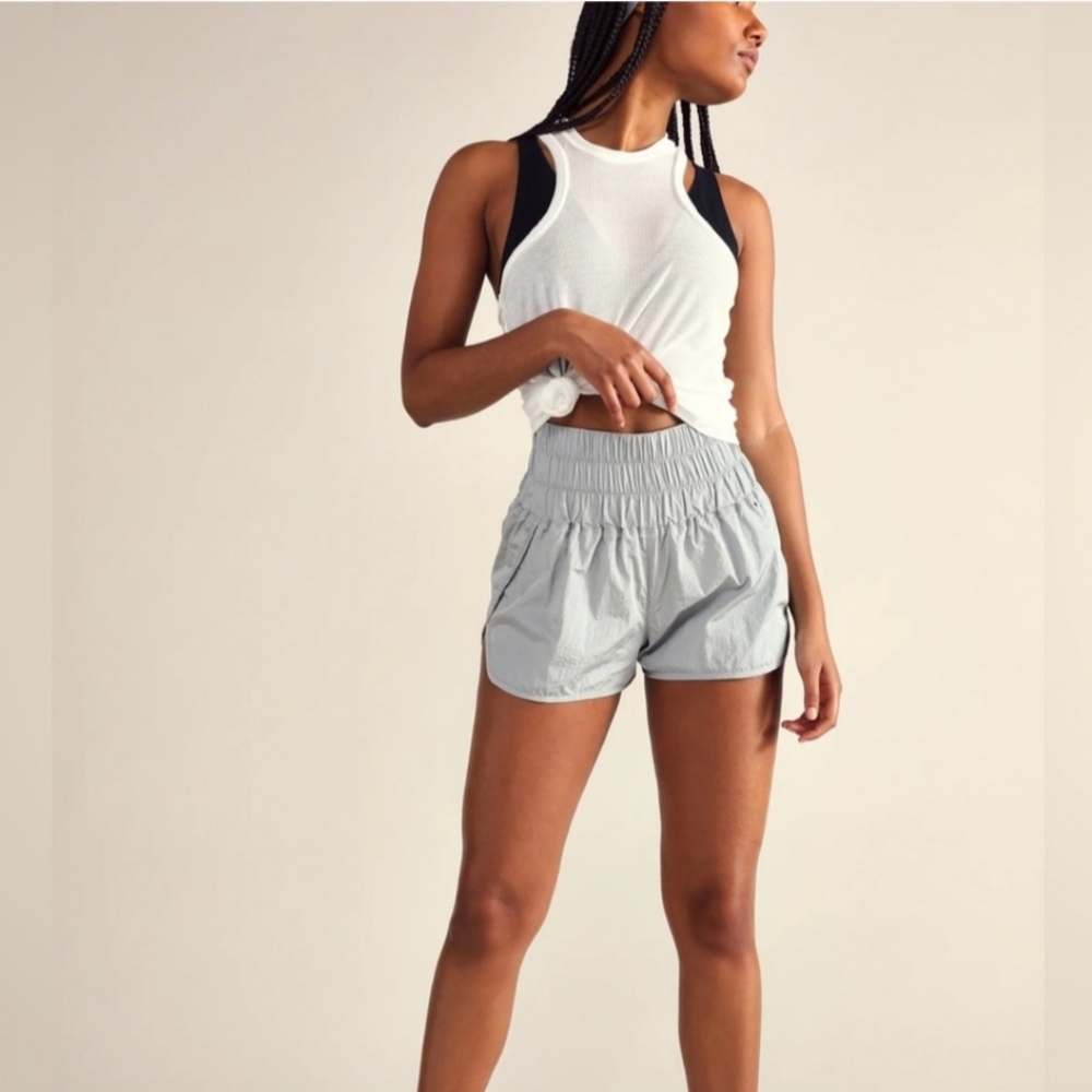 FP Movement The Way Home Shorts Grey High Rise Smocked Running Small